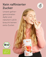 BUAH® Ekologiska frystorkade äpplen | Frystorkade ekologiska äpplen utan tillsatt socker | 100 % frystorkad frukt (vegansk glutenfri laktosfri) | Idealiskt mellanmål (110g) Naty Shop uttorkade produkter