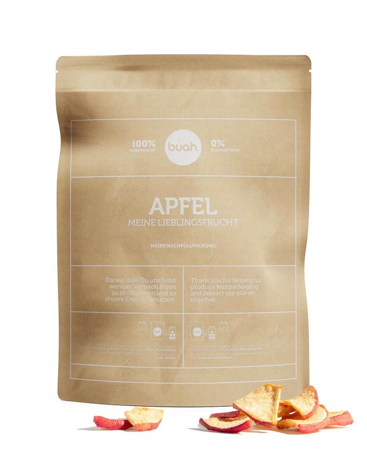 BUAH® Ekologiska frystorkade äpplen | Frystorkade ekologiska äpplen utan tillsatt socker | 100 % frystorkad frukt (vegansk glutenfri laktosfri) | Idealiskt mellanmål (110g) Naty Shop uttorkade produkter 308 G