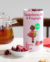 BUAH® Frystorkad fruktmix | körsbär, jordgubbar, röda och svarta vinbär frystorkade utan tillsatt socker | 100 % frukt | vegan, glutenfri, laktosfri (128g) Naty Shop torkade produkter