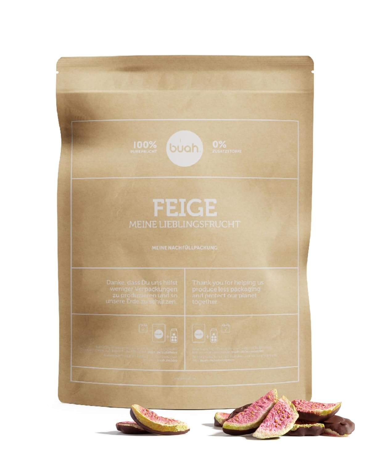 BUAH® Frystorkade fikon | Fikonchips Som mellanmål, till müsli och desserter | Idealisk ersättning för godis | Vegansk och utan tillsatt socker | 220g Naty Shop torkade produkter 410 G