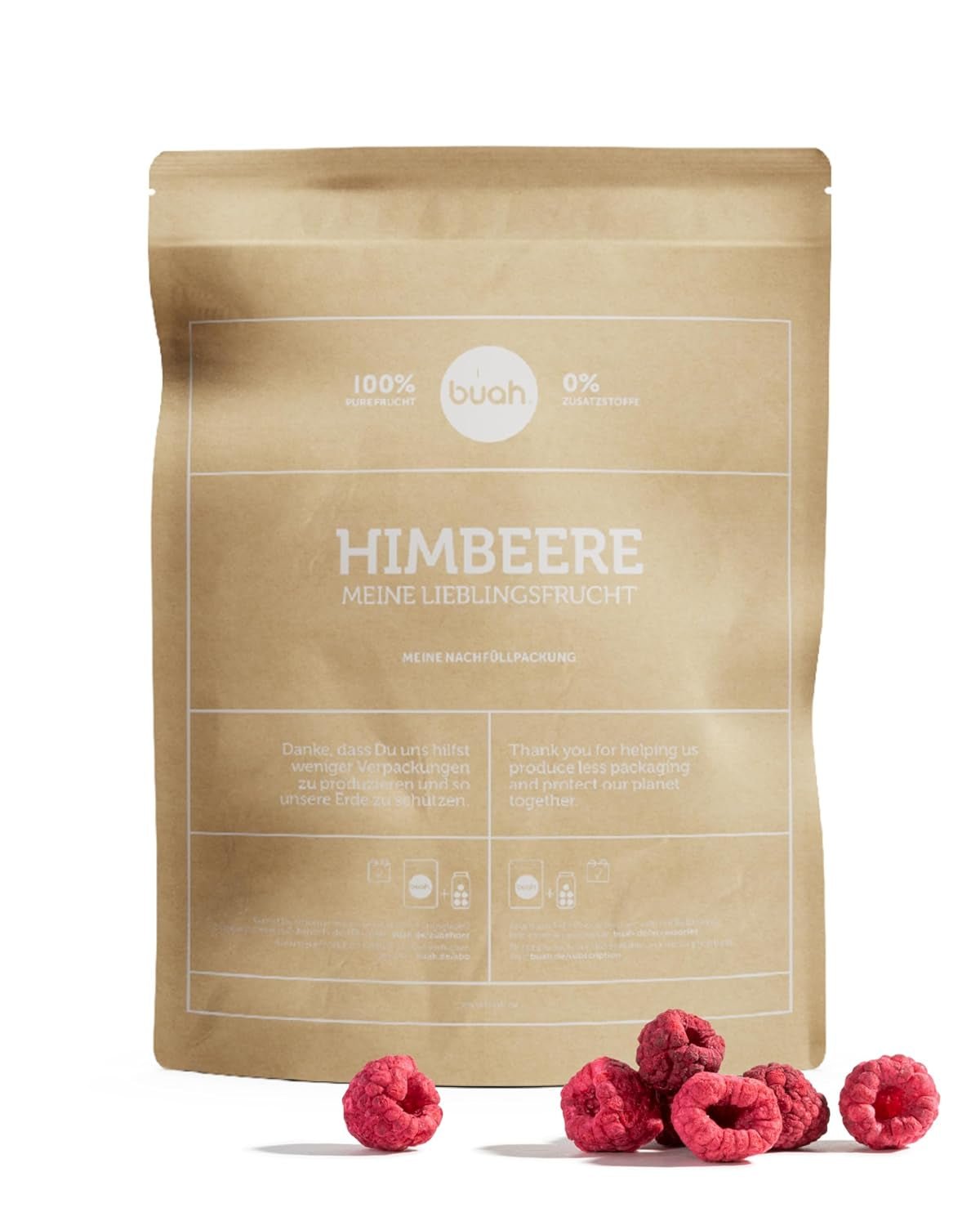 BUAH® Ekologiskt frystorkat hallon | hallonchips som mellanmål, till müsli och desserter | perfekt substitut för godis | vegan och utan tillsatt socker | 120g Naty Shop torkade produkter 224 G