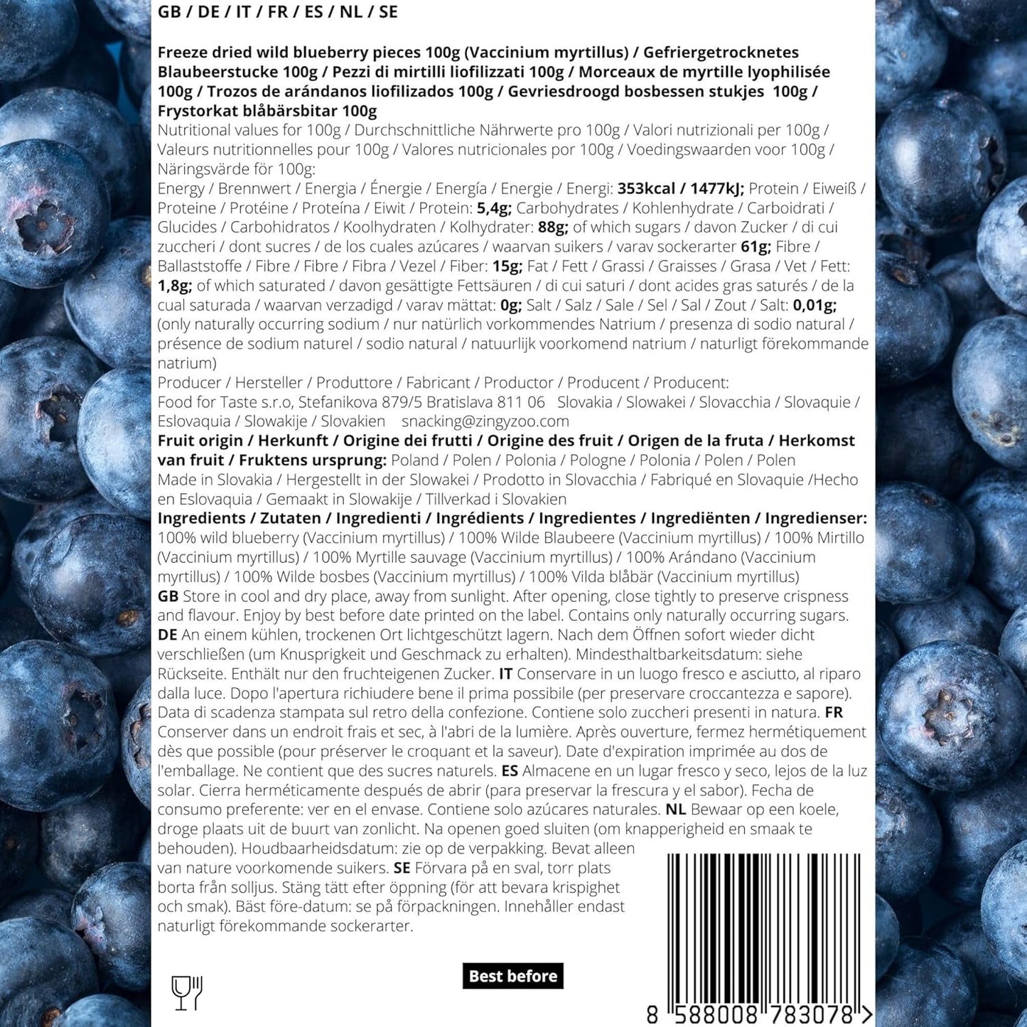 Torkade tranbärsbitar | 100% Vaccinium Myrtillus frystorkade vilda blåbär | Vilda blåbärspulver Blåbärsfruktpulver Frystorkat Frystorkade Torkade blåbär Torkade produkter Naty Shop