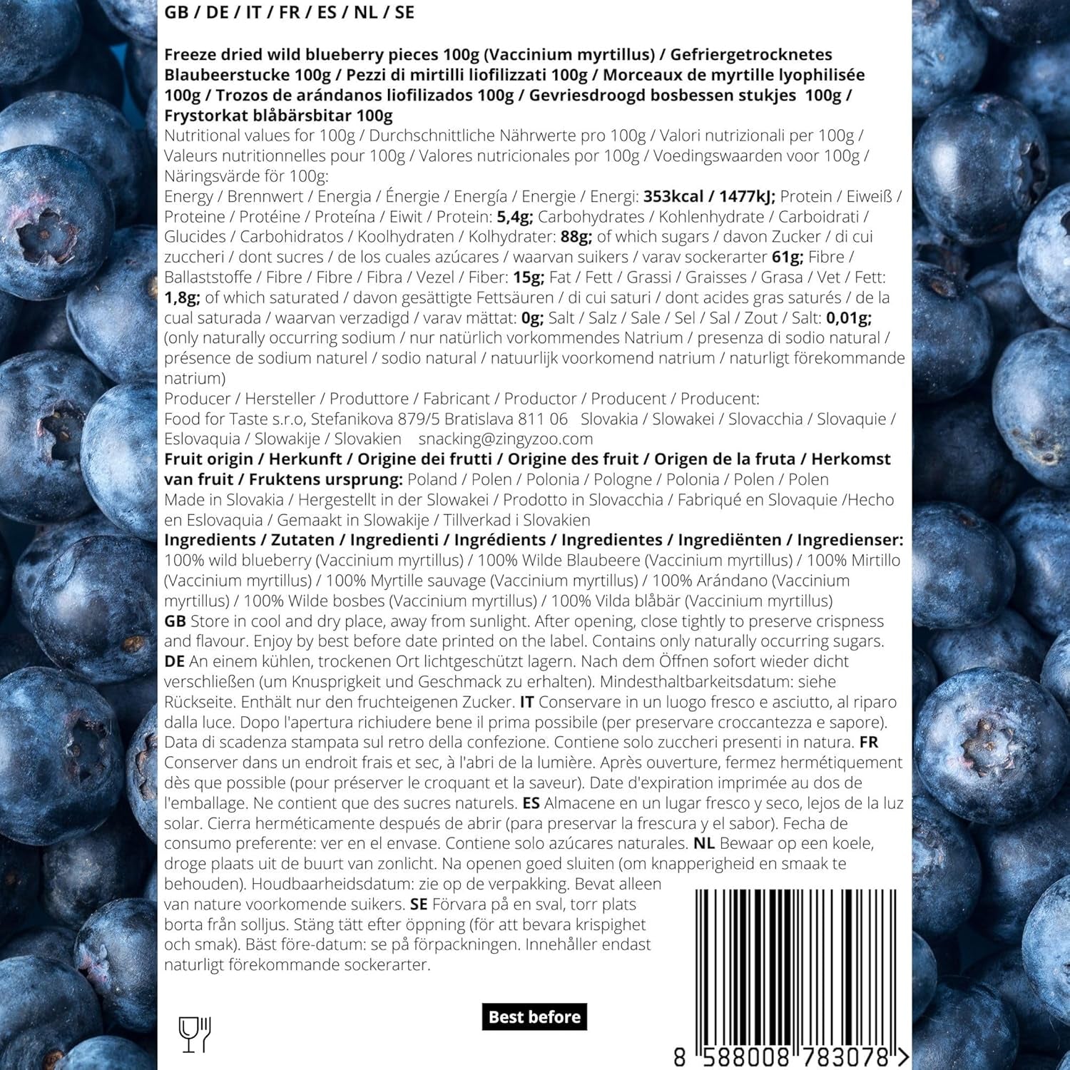 Torkade tranbärsbitar | 100% Vaccinium Myrtillus frystorkade vilda blåbär | Vilda blåbärspulver Blåbärsfruktpulver Frystorkat Frystorkade Torkade blåbär Torkade produkter Naty Shop
