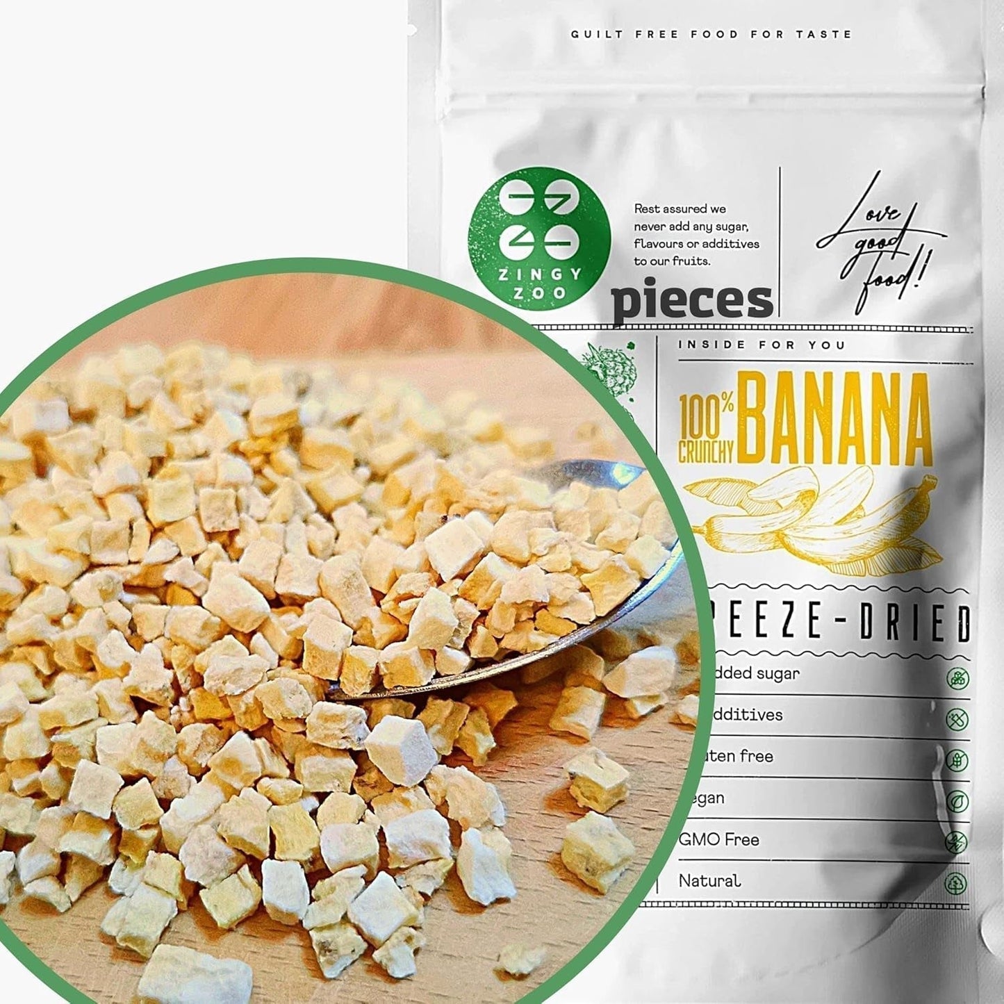 Frystorkade bananbitar | Torkade bananer utan socker | Frystorkade bananer Bananer med torkad frukt | Färska frystorkade bananer | Frystorkad frukt Bananbitar Dehydrerade produkter Naty Shop Standardtitel