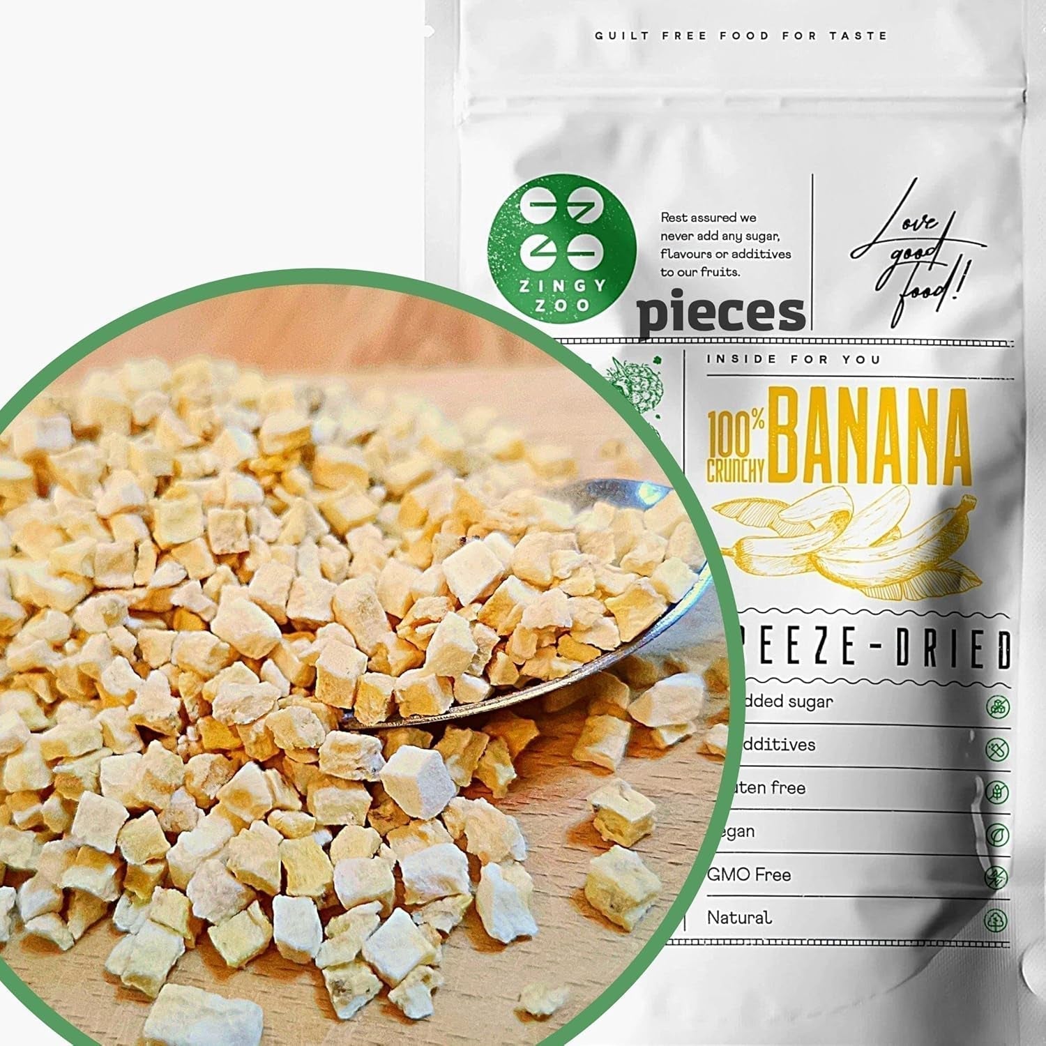Frystorkade bananbitar | Torkade bananer utan socker | Frystorkade bananer Bananer med torkad frukt | Färska frystorkade bananer | Frystorkad frukt Bananbitar Dehydrerade produkter Naty Shop Standardtitel