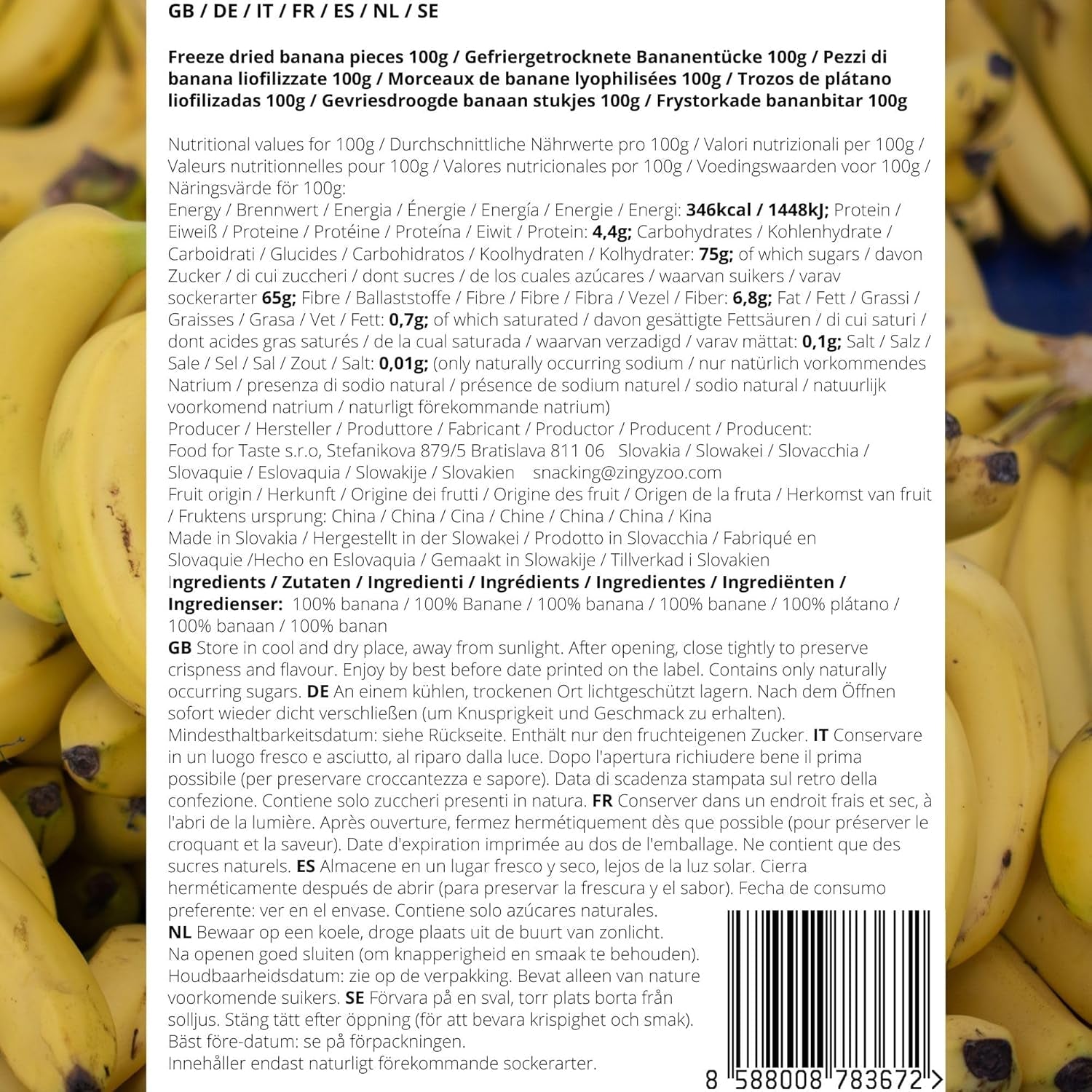 Frystorkade bananbitar | Torkade bananer utan socker | Frystorkade bananer Bananer med torkad frukt | Färska frystorkade bananer | Bananbitar med frystorkad frukt Naty Shop torkade produkter