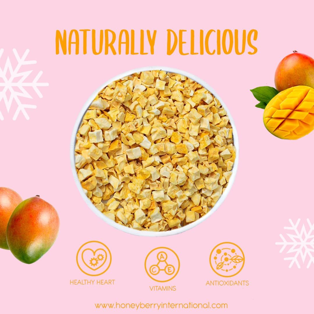 Frystorkade mangobitar 100g - Frystorkad frukt - Frystorkad torkad frukt - Torkad mango - Perfekt för mellanmål, bakning, müsli, smoothies och desserter Torkade produkter Naty Shop