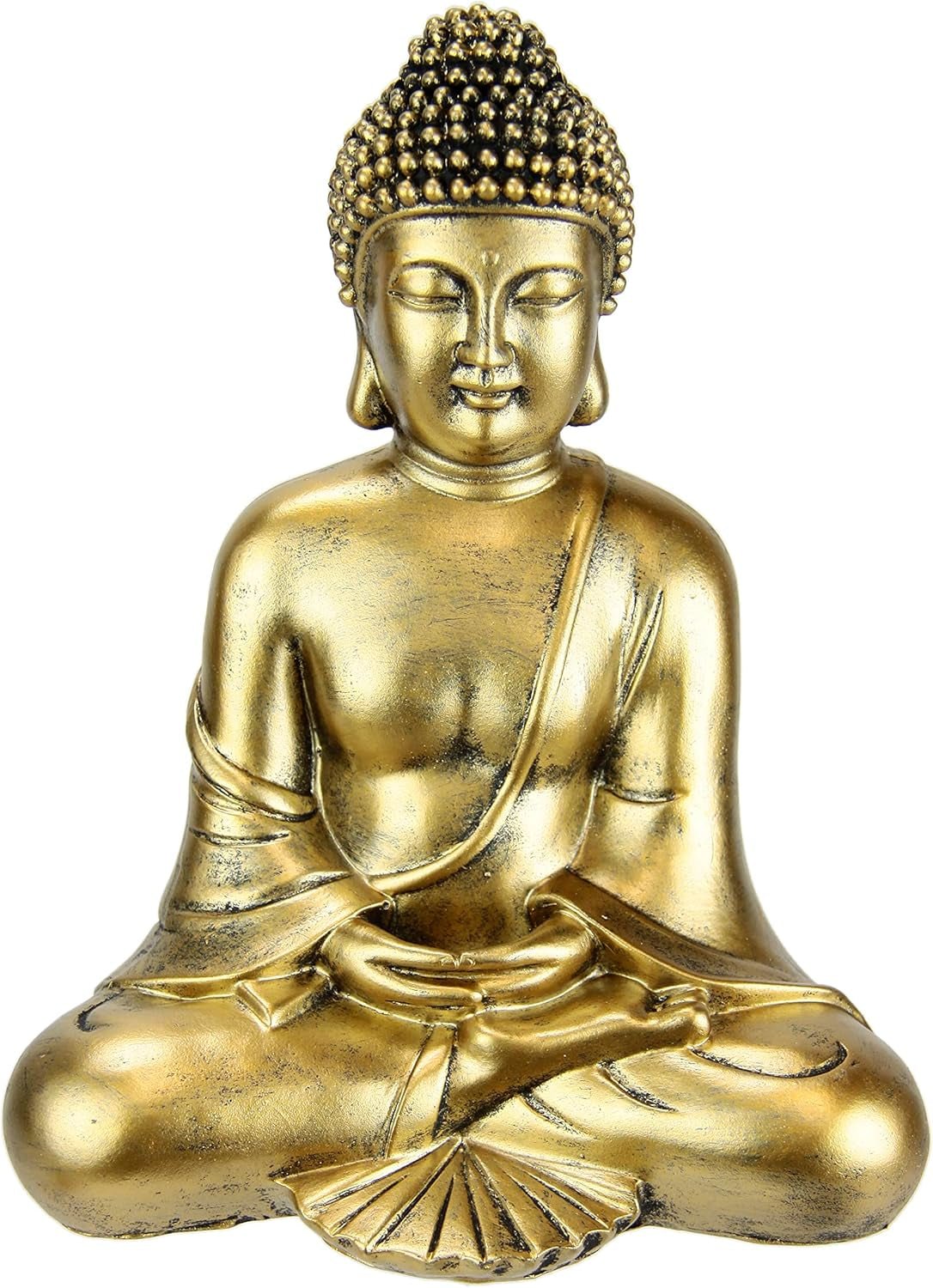 Buddhafigur meditera sitta staty figurer skulptur byst staty ornament Buddhafigur Feng Shui dekoration trädgård terrass balkong dekoration Buddha staty hemtillbehör Buddha skulptur trädgård figur Statyetter och skulpturer Naty Shop Mörk guld Placering