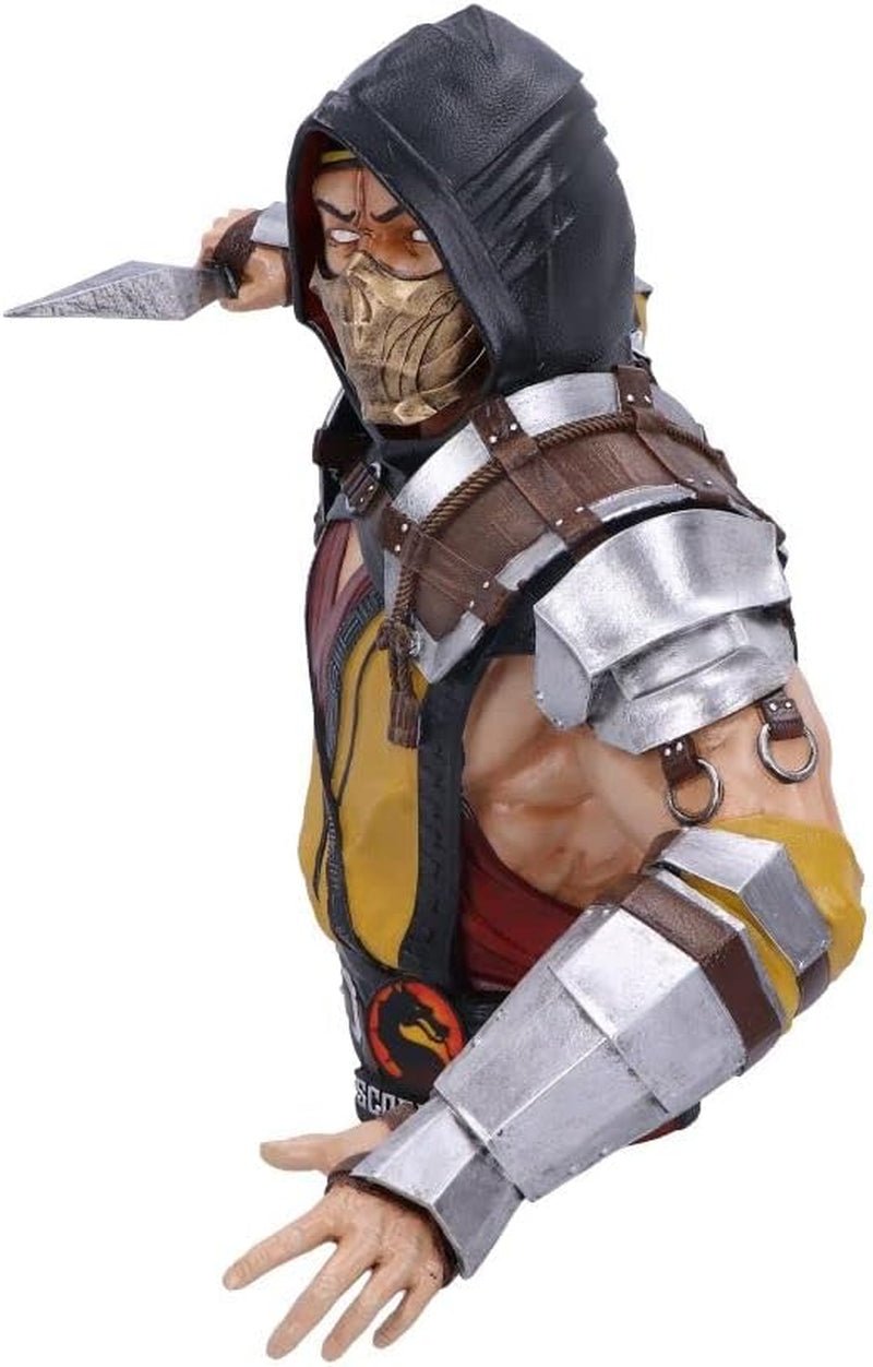 Officiellt licensierad Mortal Kombat Scorpion byst, gul, 29,5 cm, statyetter och skulpturer av syntetiskt harts Naty Shop