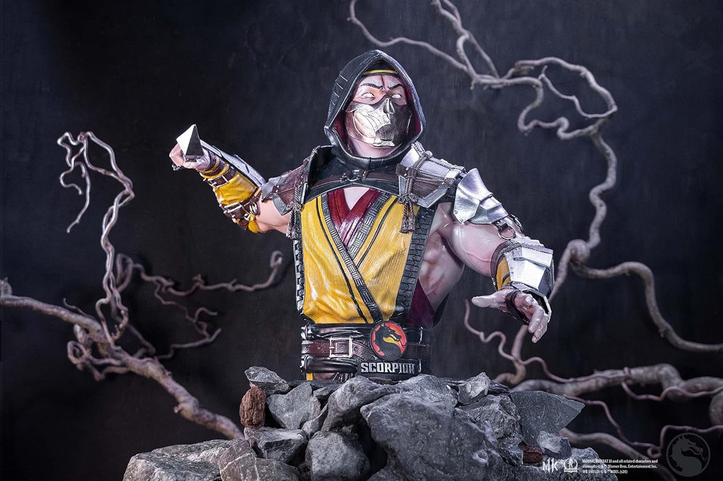 Officiellt licensierad Mortal Kombat Scorpion byst, gul, 29,5 cm, statyetter och skulpturer av syntetiskt harts Naty Shop