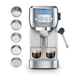 CASO EspressoGourmet Crema - Portafilter espressomaskin med mjölkskummare, espresso, cappuccino, rostfritt stål portafilter, ULKA 20 bar pump, kaffemaskin, malet kaffe, ESE kapslar