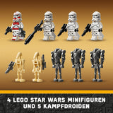 LEGO Star Wars 75372 Clone Trooper & Battle Droid Battle Pack, inkl. 4 minifigurer, 5 droider och speedermotorcykel med shooter - Byggleksak för pojkar och flickor i åldern 7+ Byggset Besuche den LEGO-Store