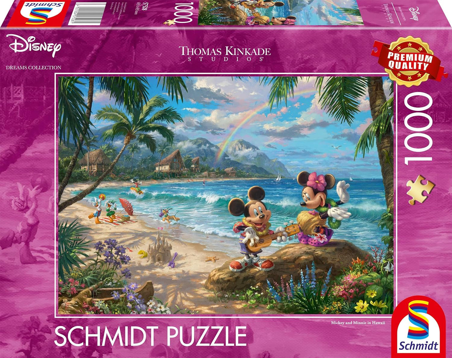 Schmidt Spiele Thomas Kinkade 57528 Disney Musse och Minnie på Hawaii 1000-bitars pussel Färgstarkt [Exklusivt för Amazon] Pussel Naty Shop Standardtitel