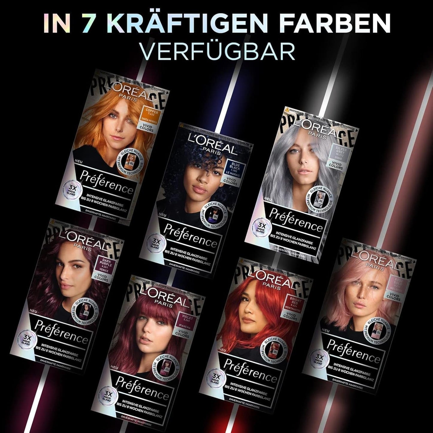L'Oréal Paris Intensiv permanent hårfärg, Upp till 8 veckors glansigt hår och intensiv färg, Préférence Vivid Colors, Färg: 10.112 SILVERGRÅ, 1 st (förpackning med 2) Hårfärgning Naty Shop