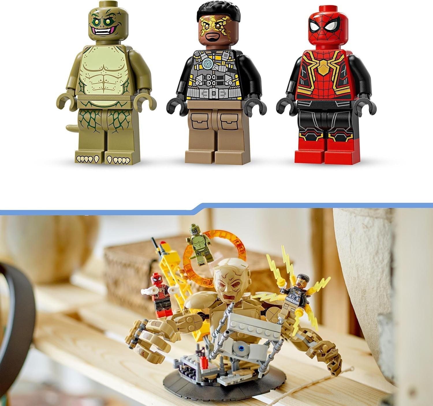 LEGO Marvel Spider-Man vs. Sandman: Showdown Superhjälteleksak med figurer inklusive ödla och elektrorollspel Byggleksak Present till actionentusiaster pojkar och flickor 76280 Byggset Besuche den LEGO-Store