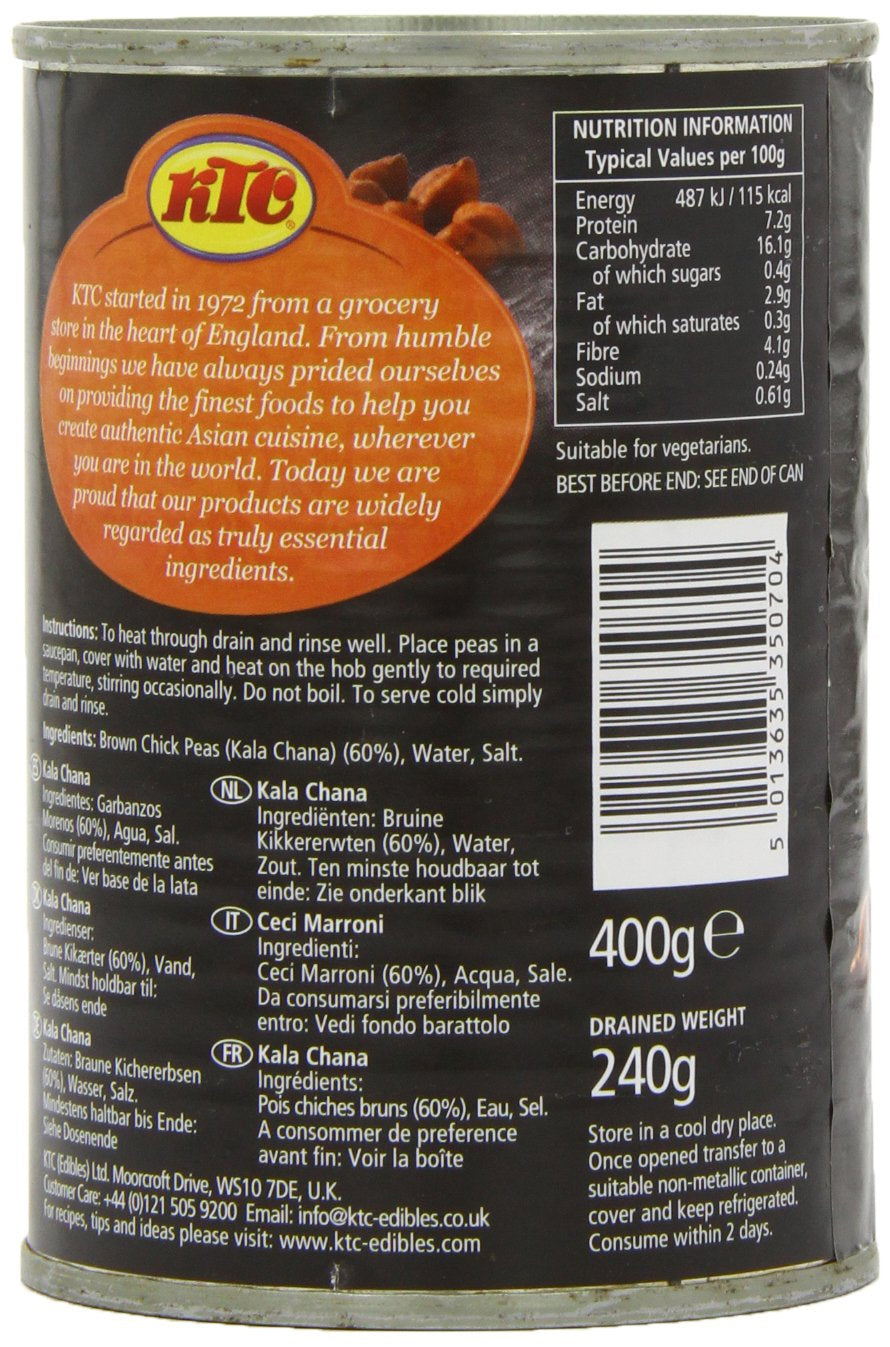 - Bruna kikärtor (på burk), förpackning om 12 st (12 x 400 g)