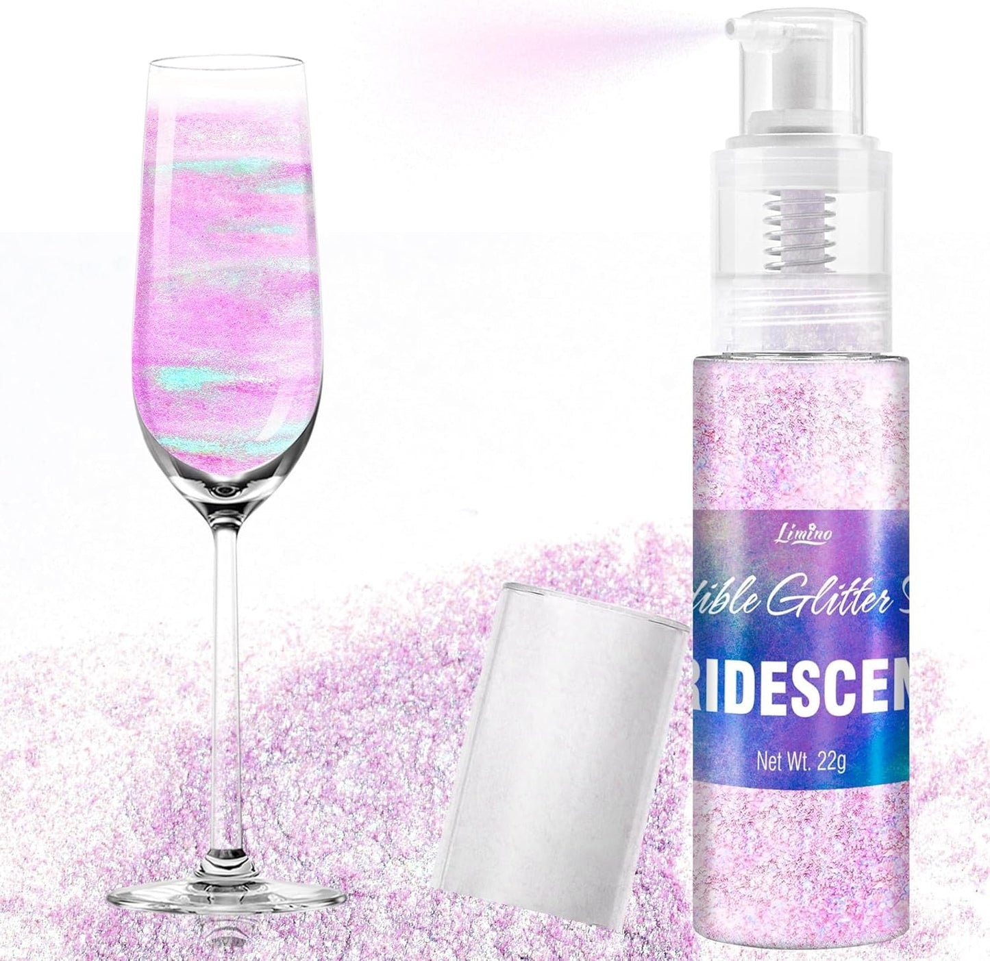 Ätbart glitterspray - 22G ätbart glitter, ätbart glitterpulver för drycker, tårtdekorationer, macarons - matfärgning glitterpulver, ätbart glitter för cocktails, muffins (rosa)