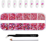 Beadsland 2500st Glas Nailart Strasssteine ​​​​Kristall Flatback Edelsteine ​​​​Runde, ​​Für Handwerk Gemischt 8 Größen SS4 ~ SS30 Mit Picking Pinzette Und Stift (Kristall Weiss)