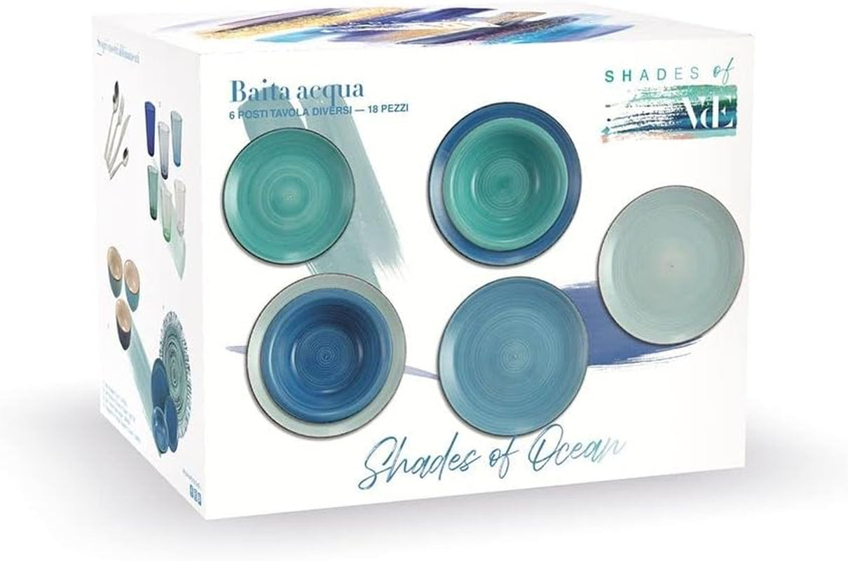 VDE 1996 Baita Acqua Ocean 5907301 Tafelservice aus Steinut, 18-teilig