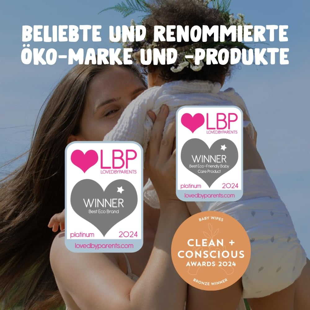 Naty babyservetter | 100 % ört- och doftfri för känslig hud | Plastfria och certifierade komposterbara våtservetter med 98 % renat vatten | 672 våtservetter (12 förpackningar)