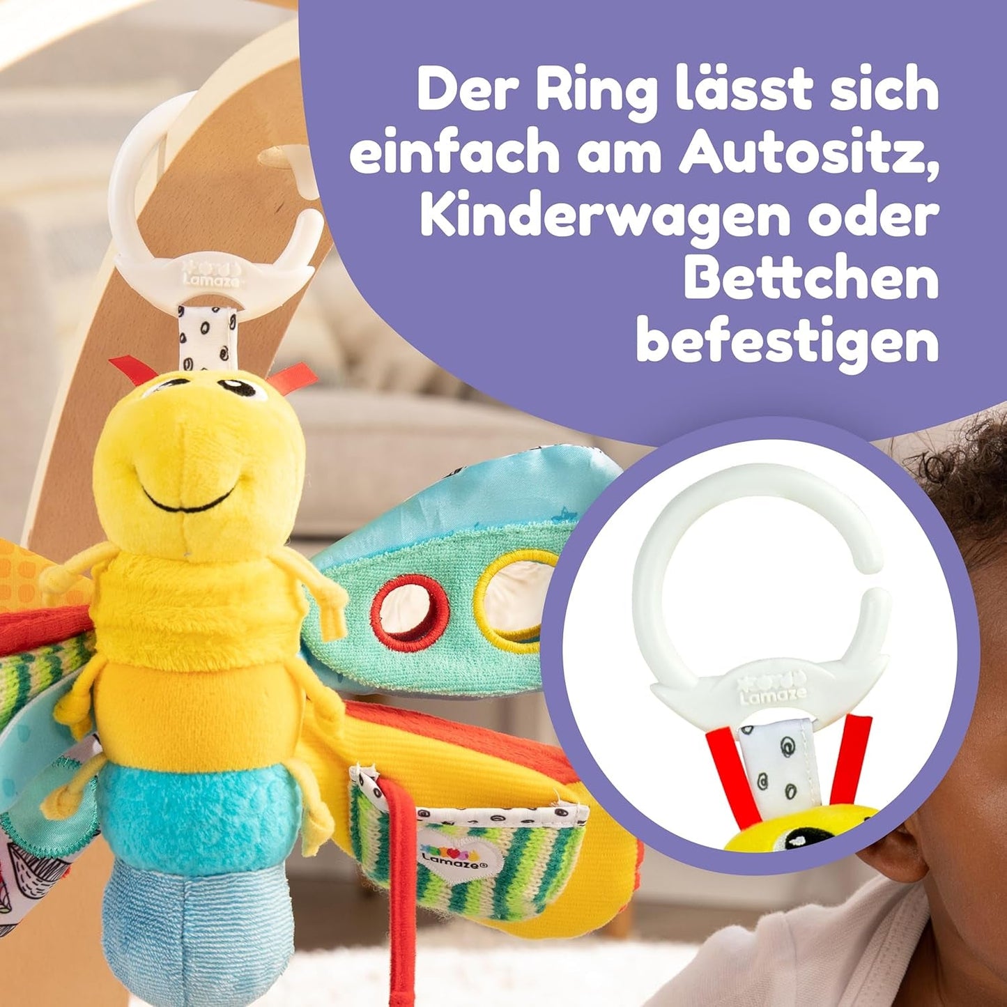 Lamaze babyleksak "Freddie the Firefly" Clip & Go, högkvalitativ leksak för småbarn, grepphänge för att stärka relationen mellan föräldrar och barn, från 0 månader, flera färger Bebe Toys Naty Shop