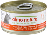 Almo Nature HFC Jelly - Våtfoder för vuxna katter - Lax och morötter - Mänsklig kvalitet, glutenfri - 6 x 70g