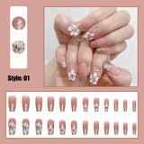 Konstgjorda naglar Naturligt Glitter Kort Press På Akryl Självhäftande Glitternaglar För Kvinnor Flickor Nail Art Accessoarer 48st