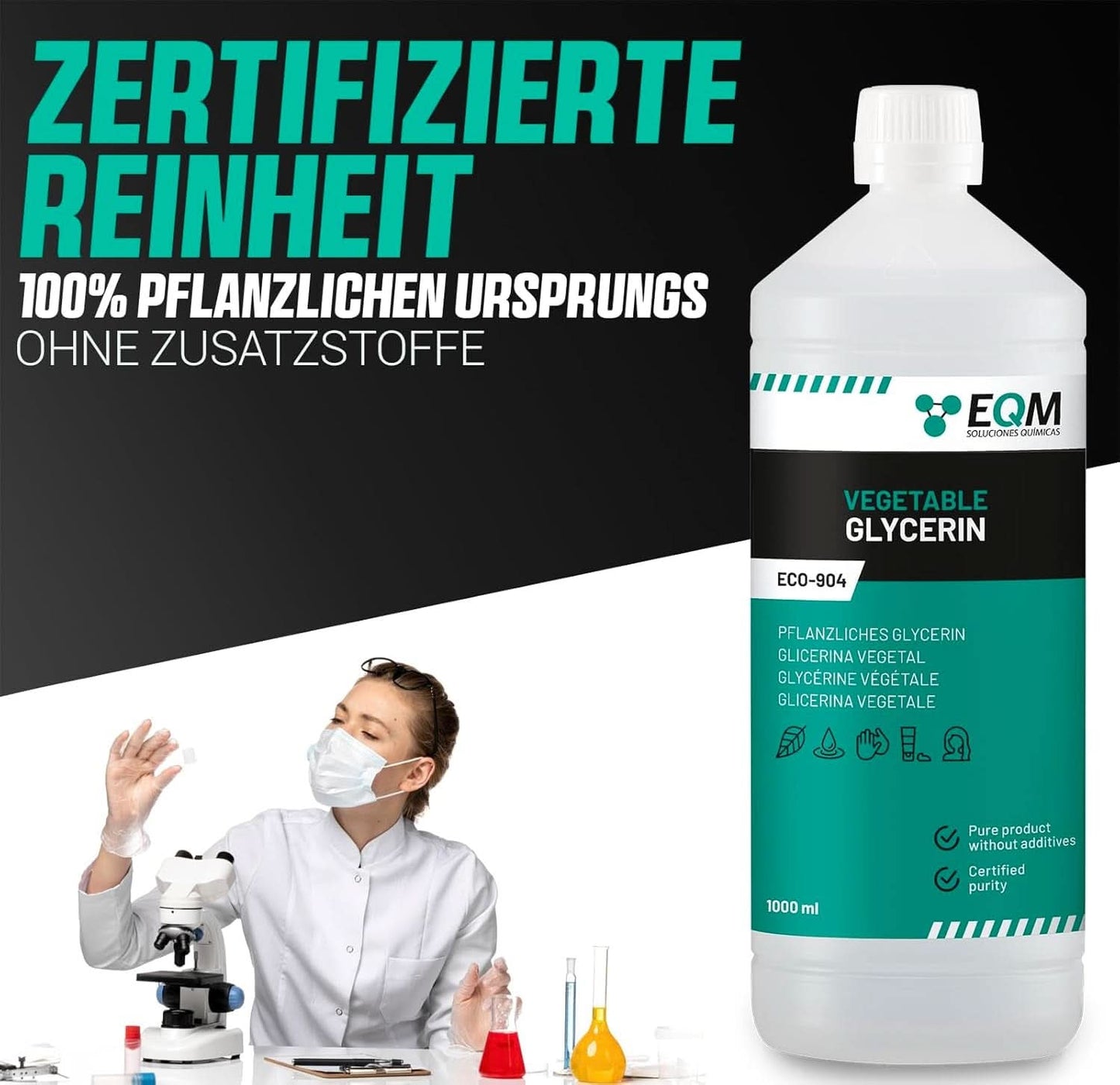 Vegetabilisk glycerin, 100 % naturlig, naturlig fuktighetskräm för hår och hud, idealisk för tvål, schampon, krämer, 1 liter dusch och bad Naty Shop