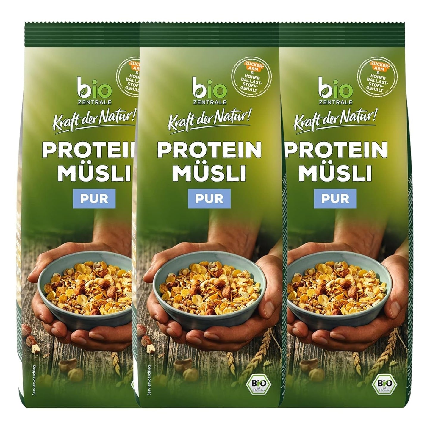Biozentrale ren proteinmüsli - 375g - Ekologisk med honung - Som frukostflingor eller som mellanmål