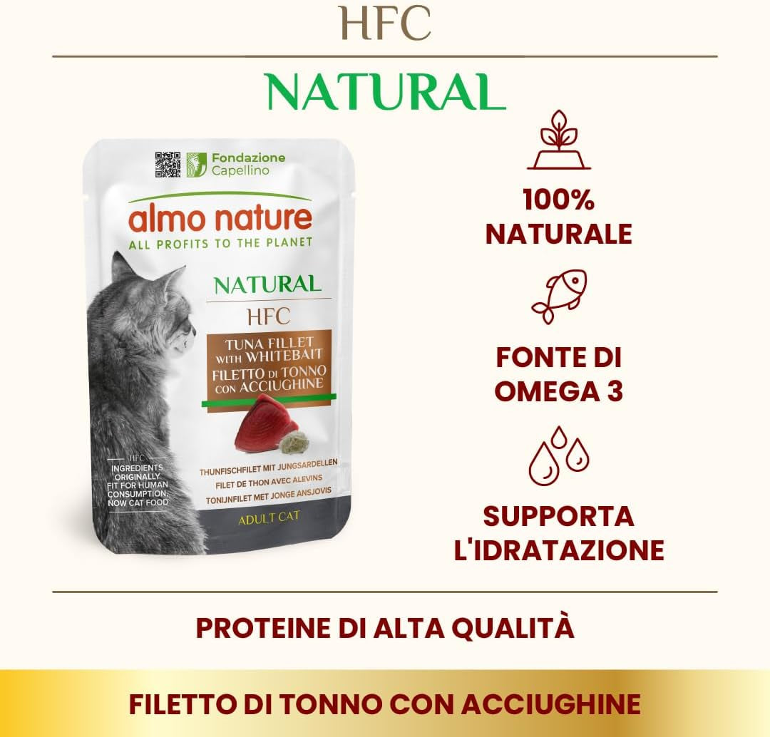 almo nature HFC Natural - Våtfoder för katter - med kyckling - Mänsklig kvalitet, Glutenfri, Monoprotein - 55g, förpackning om 6
