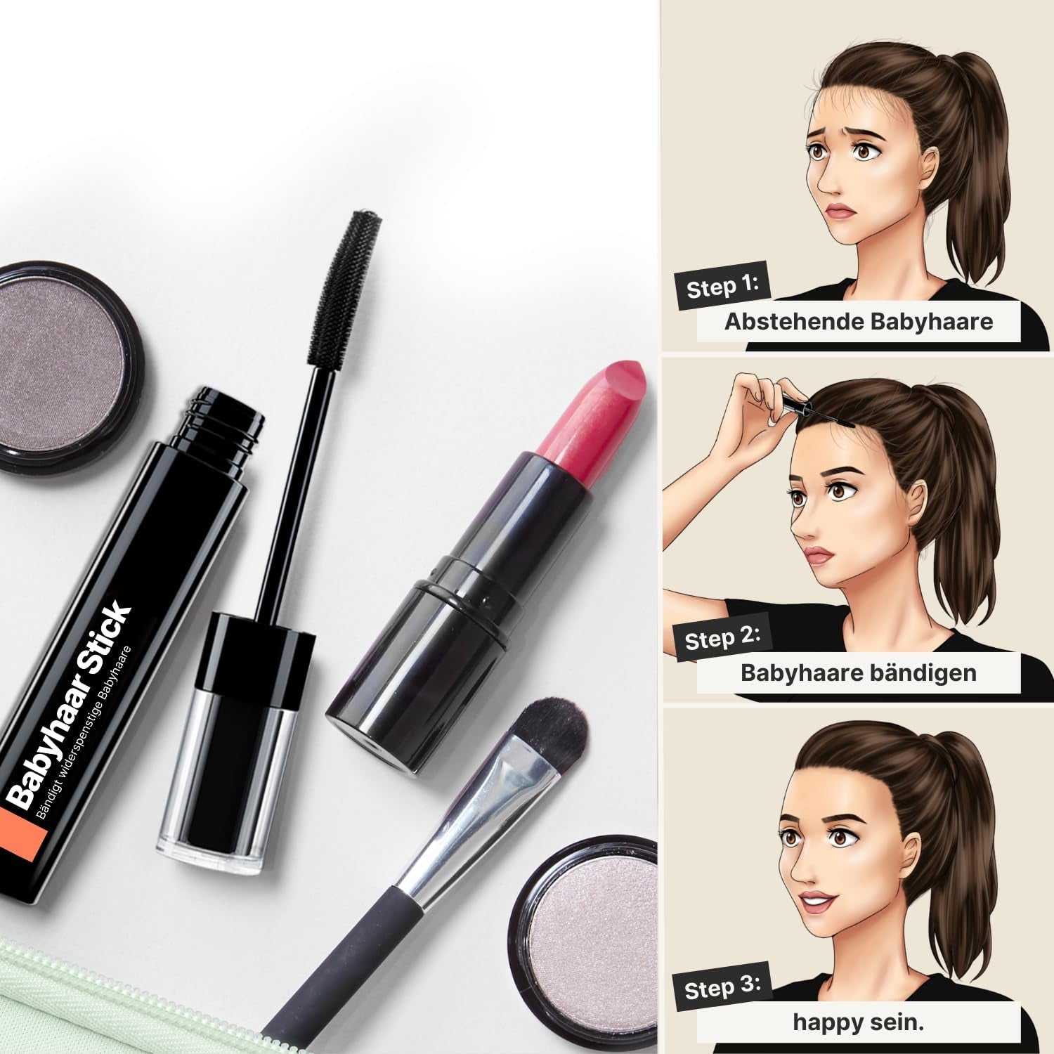 IMPERIO Hair Finishing Stick för babyhår - Premiummascara för babyhår för att tämja fint och trasigt hår - 12ml Transparent Hårfärgning Naty Shop