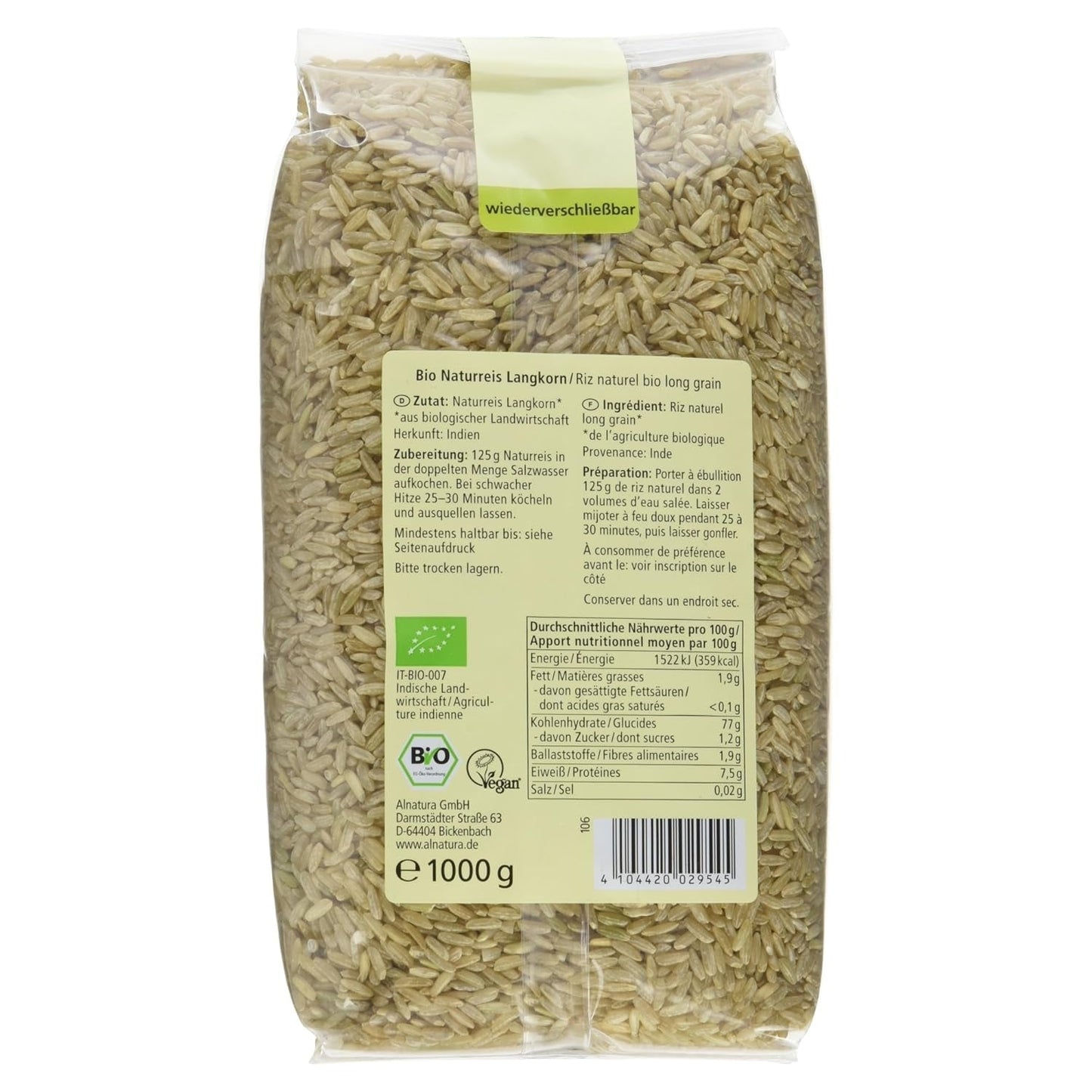 Ekologiskt långkornigt brunt ris paket med 6 (6 x 1 kg)