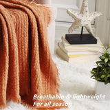 CREVENT roststickad filt för soffa Soffa Stol Säng Heminredning Mjuk Varm Mysig Lätt Vår Sommar Höst (127,8 X 152,4 cm Karamell / Brun / Bränt Orange) CREVENT sängar och filtar