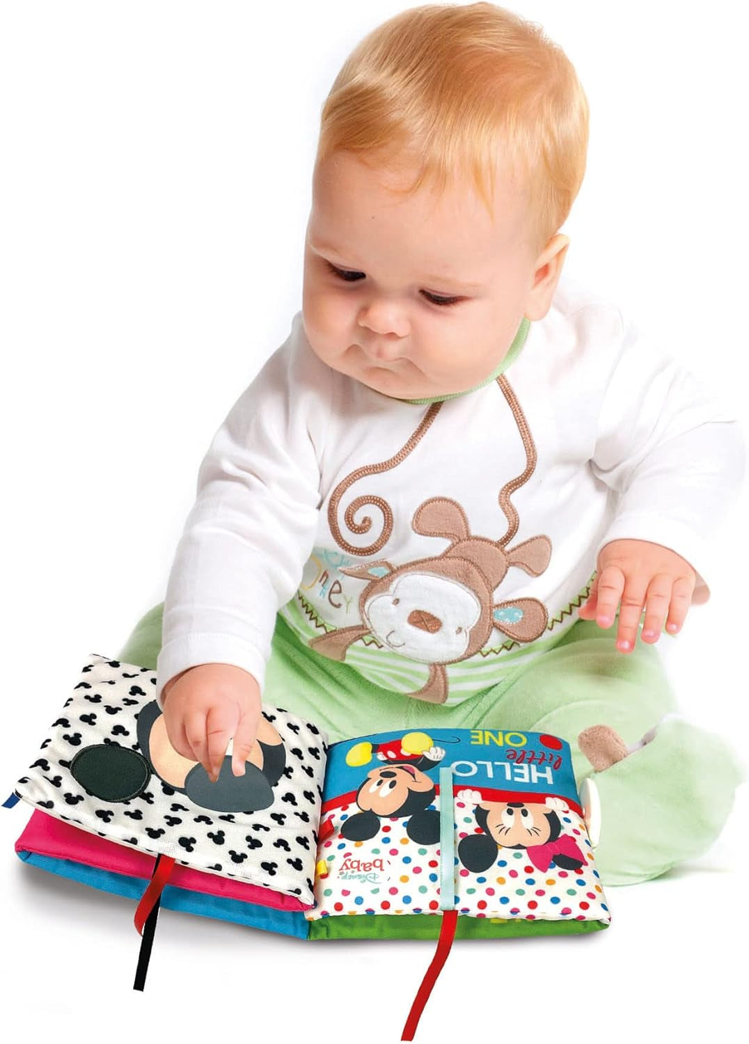 Clementoni 17721 Disney Baby - Tygbok, mångsidig babyreseleksak, sprakande och pipande bilderbok för nyfödda från 0 månader Babyleksaker Naty Shop