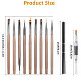 10 Stück Nailart Pinsel Set, Braun Nail Art Borstar Nailart Design Pinsel Nageldesign Pinselfür Gelnägelfür Heimwerker Maniküre Salon Zuhause Nailpinsel Set