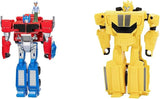 Transformers Earthspark Spin Changer Optimus Prime figur (20 cm) med Robby Malto figur (5 cm), från 6 actionfigurer Naty Shop Bumblebee figurpaket, 10 cm Optimus Prime