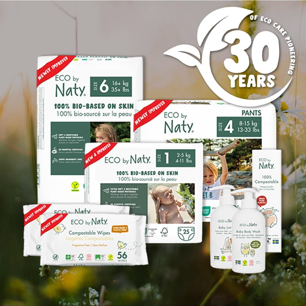 Eco-blöjor Eco från Naty Baby Eco-blöjor - ekologiska förstklassiga blöjor, miljövänliga, gjorda av växtbaserade material, idealiska för känslig babyhud (storlek 5 - 80 st)