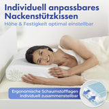 Maximex visco nackstödskudde, Andas stödkudde med ergonomisk skumfyllning, Höjd- och höjdjusterbar nackstödskudde för en vilsam sömn, Med aloe vera Naty Shop standardkuddar