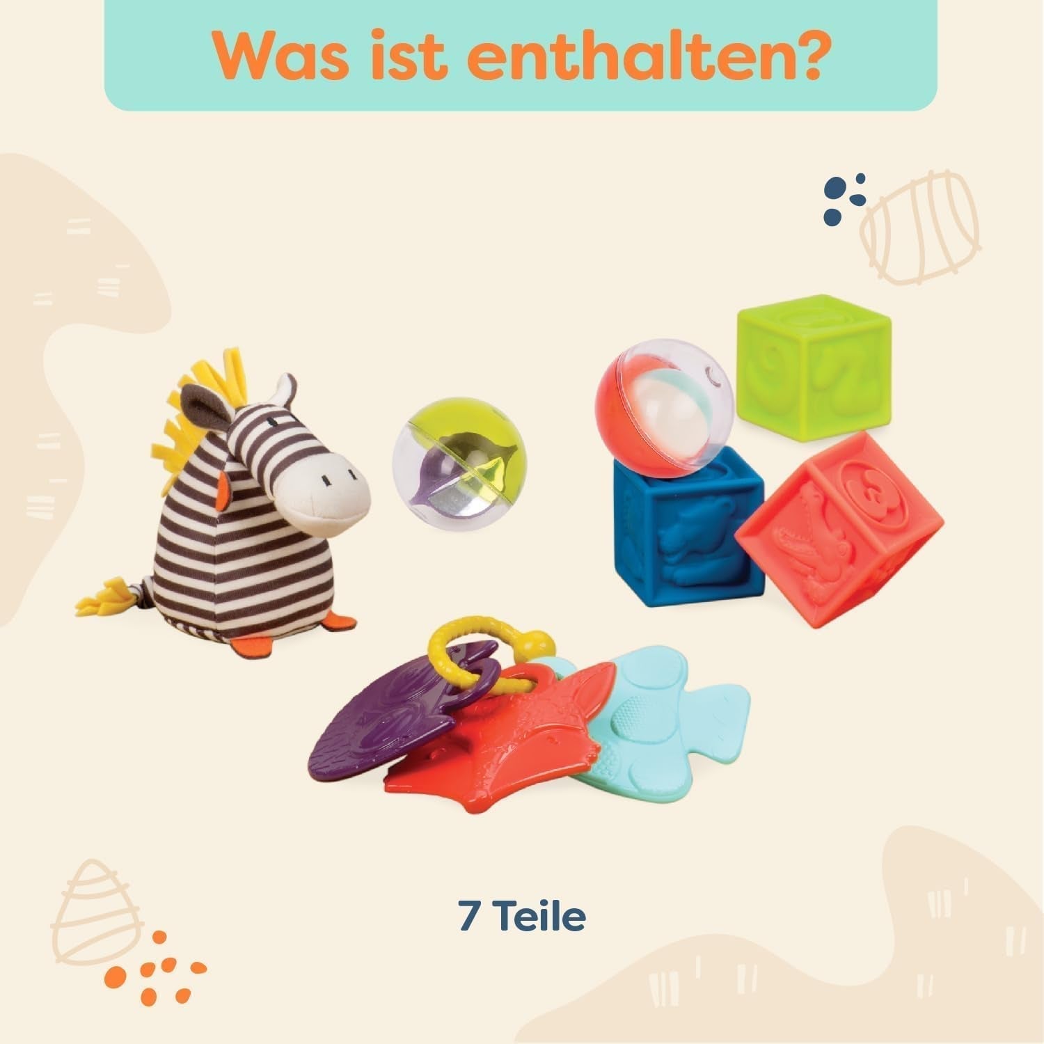 B. toys Babyleksaksset med Zebra-plyschleksak, tandring, mjuka byggklossar och bollar - Motor Skills Leksakspresentset för nyfödda från 0 månader Babyleksaker Naty Shop