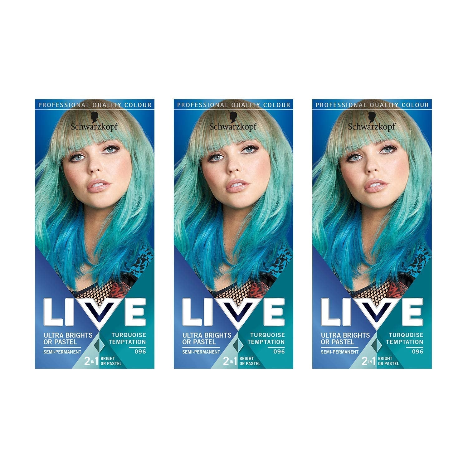 Live Ultra Bright eller Pastellröd hårfärg 3 stycken Semipermanent färg Håller upp till 15 tvättar - 092 Pillar Box Röd hårfärg Naty Shop Temptation Turkos 150 Ml (1 förpackning)