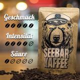 SEEBÄR KAFFE - Extra starka kaffebönor - 500g - Låg syra och intensiv arom - Hela bönor för helautomatiska kaffemaskiner, espresso och fransk press - Hög koffeinhalt och låg syra