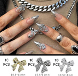 30st Nagelbågar i metall, Guld Silver Gråa rosetter, Nageltillbehör, Nageldekorationer för kvinnor och flickor, Nail Art Design