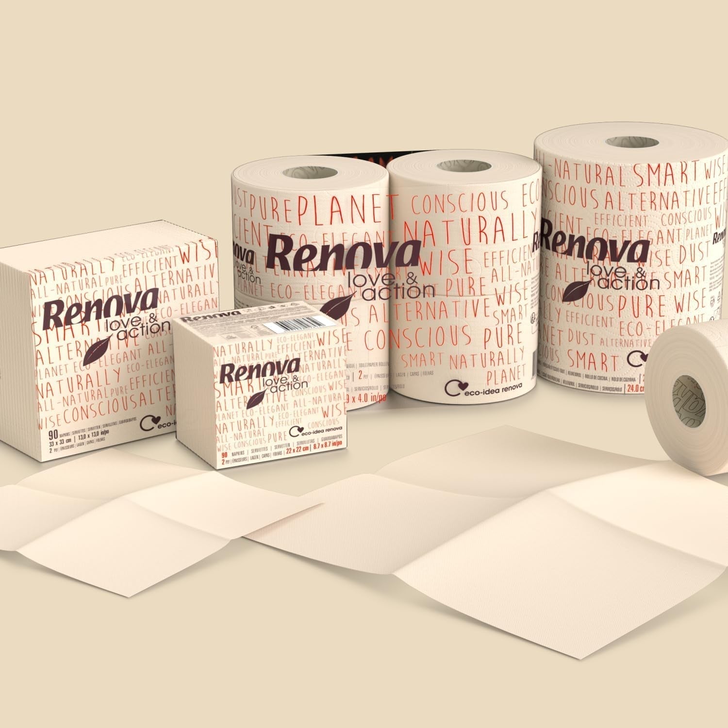 Toalettpapper Renova Eco Love & Action, 4 st