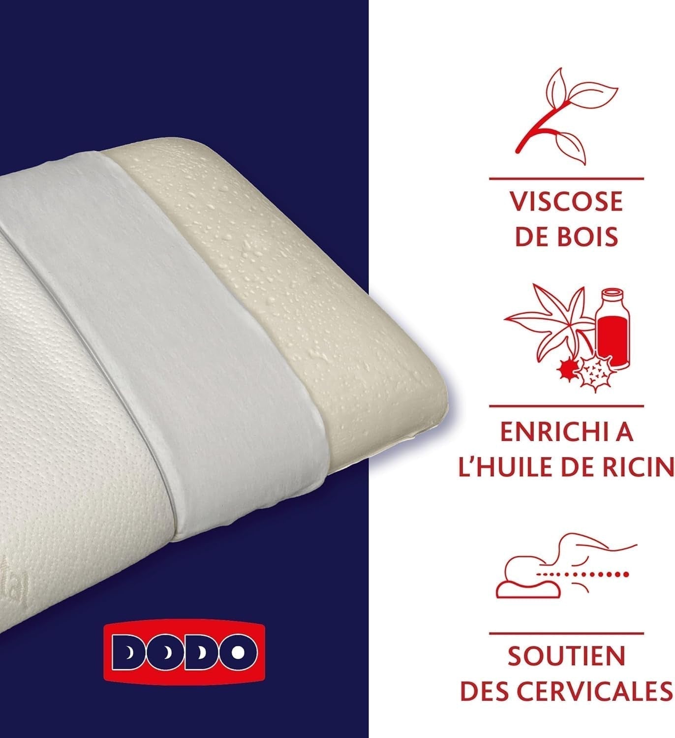Kudde, Ergonomisk, Vegetabilisk, 45 X 70 Cm, Minnesform, Rektangulär, 100 % MDF-fyllning, Bomullsbotten, Polyesteröverdrag - Ricinolja Naty Shop Standardkuddar