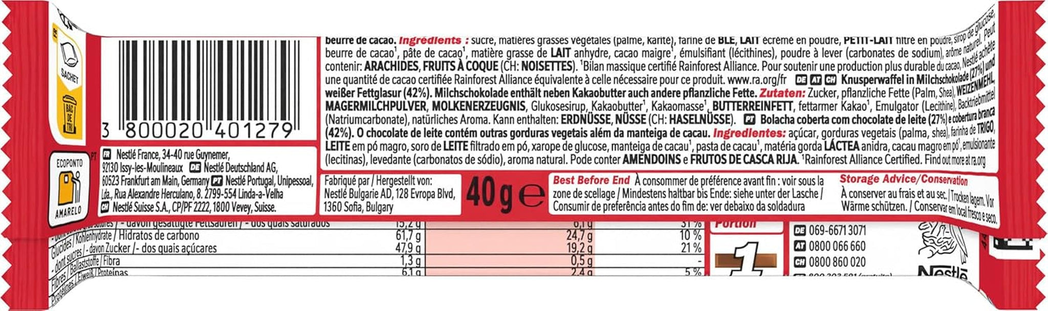 Nestlé Chunky Funky, krispig rån i mjölkchoklad, 24 st (24 x 40 g)