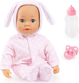 Bayer Design 93822AA Babypuppe Anna, spricht 24 Babylaute, weicher Körper, Schlafaugen, Schnuller, Flasche, 38 cm, rosa, Liten