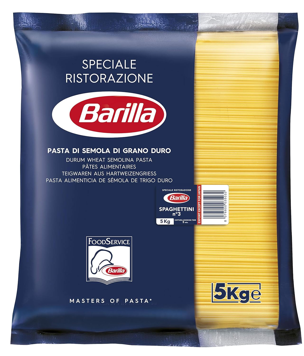 Barilla Pasta Klassische Spaghetti n.5 av högkvalitativ Hartweizen immer al dente, (1 x 500 g), smaklös