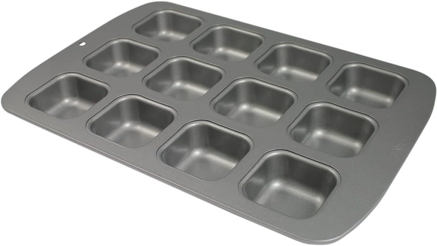 CSB106 Quadratische Antihaftbeschichtete Backform Mit 12 Minilöchern Aus Karbonstahl, Edelstahl, Silver, 37,3 X 26,1 X 3,1 Cm Formar och brickor för bakning Naty Shop