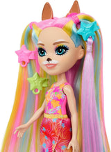 Enchantimals dockor, Sunshine Beach Deluxe hårdocka och djurvän, liten docka med avtagbar kjol och tillbehör, presenter för barn, HTJ70 Naty Shop Dolls