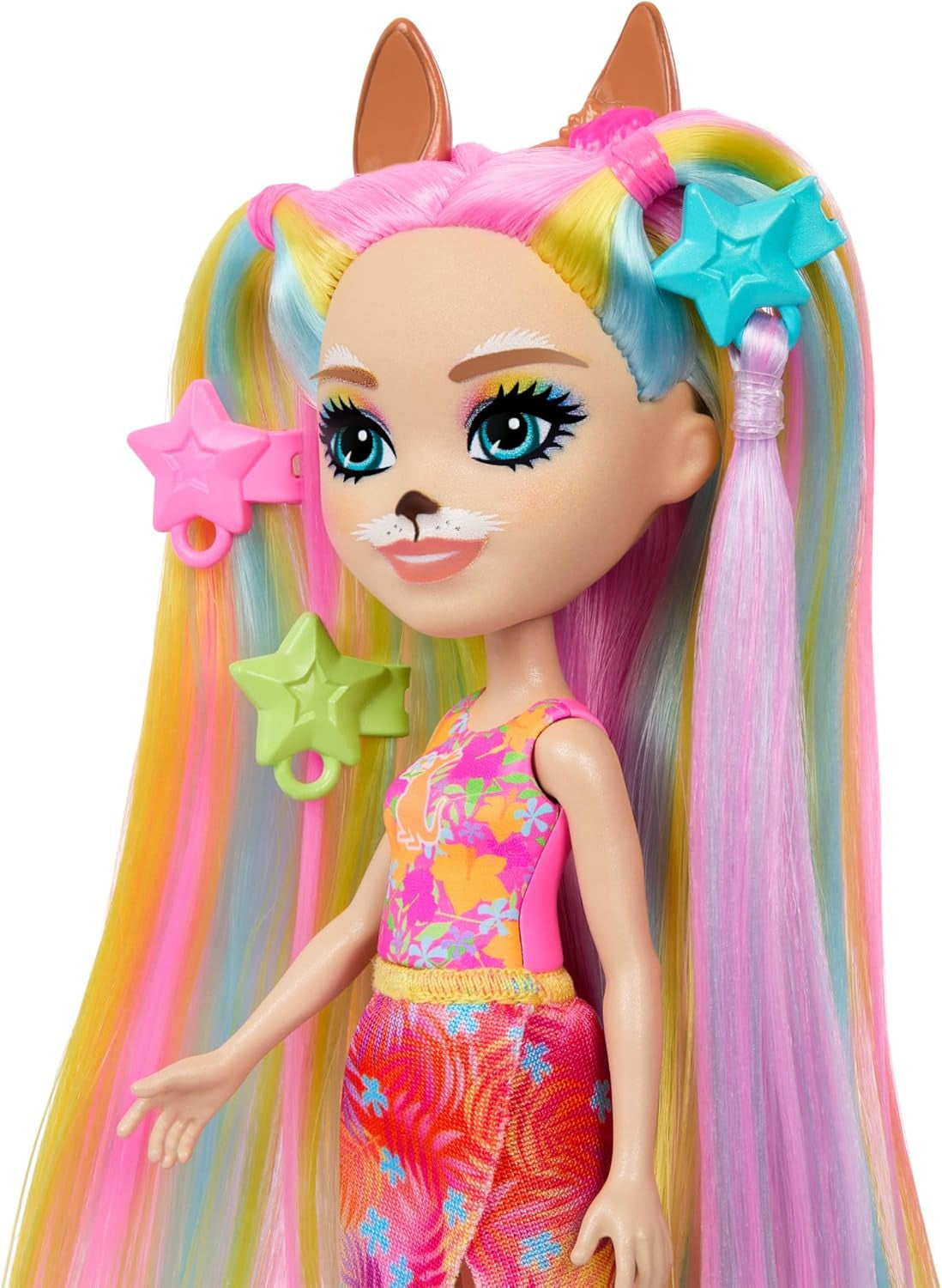 Enchantimals dockor, Sunshine Beach Deluxe hårdocka och djurvän, liten docka med avtagbar kjol och tillbehör, presenter för barn, HTJ70 Naty Shop Dolls